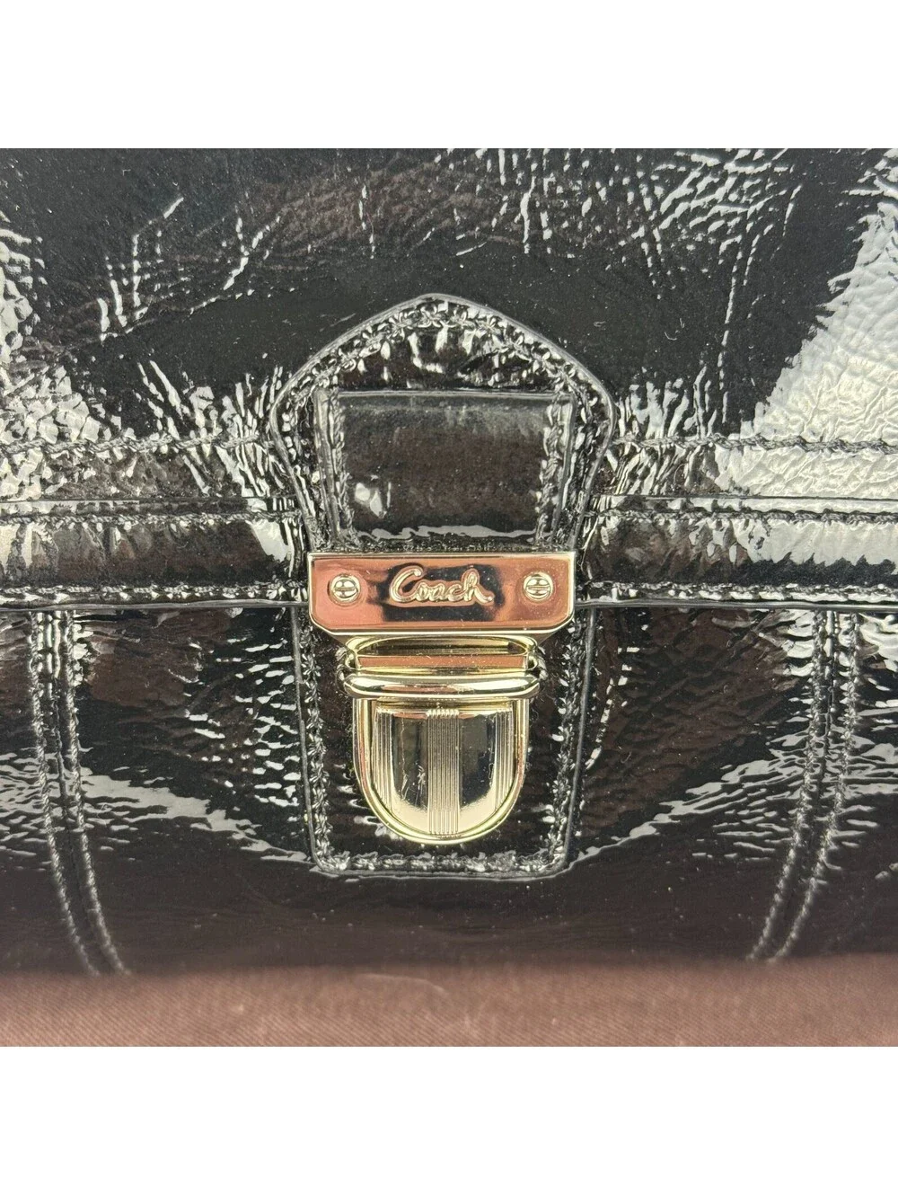 Y2K Coach Poppy Lyla Onyx Crossbody Bag Black Patent Leather Shoulder Purse